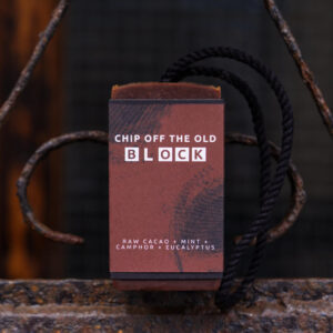 CHIP OFF THE OLD BLOCK Soap on a Rope Raw Cacao, Mint, Camphot + Eucalyptus Soap